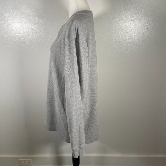 L.L. Bean Thermal Shirt Men's LT Gray Waffle Knit Traditional Fit Henley Neck - Picture 6 of 15